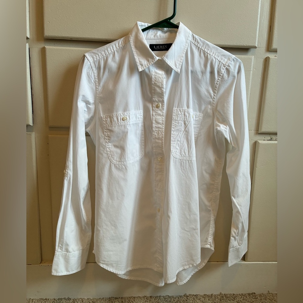 Lauren Ralph Lauren White Long-Sleeve Button-Down Shirt Small